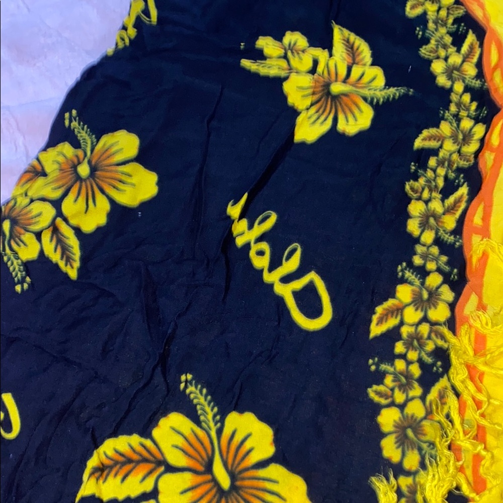 Floral Sarong with Yellow Hibiscus